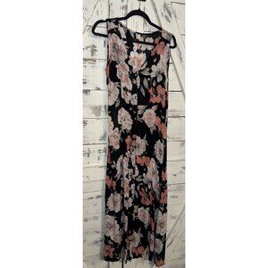 Roxy | Flowers Crown Maxi Overlay Romper Tank Dress | Beach Boho Flowy | Size M